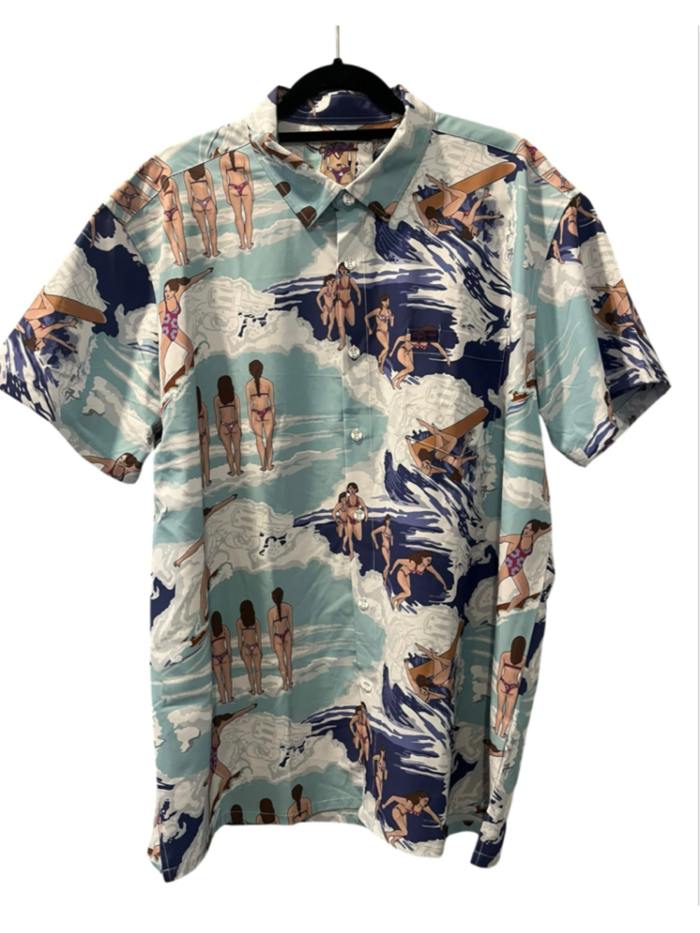 Retro Rifle Le Big Mac Shirt Mens Size 2XL Pulp Fiction Beach Hawaiian Button